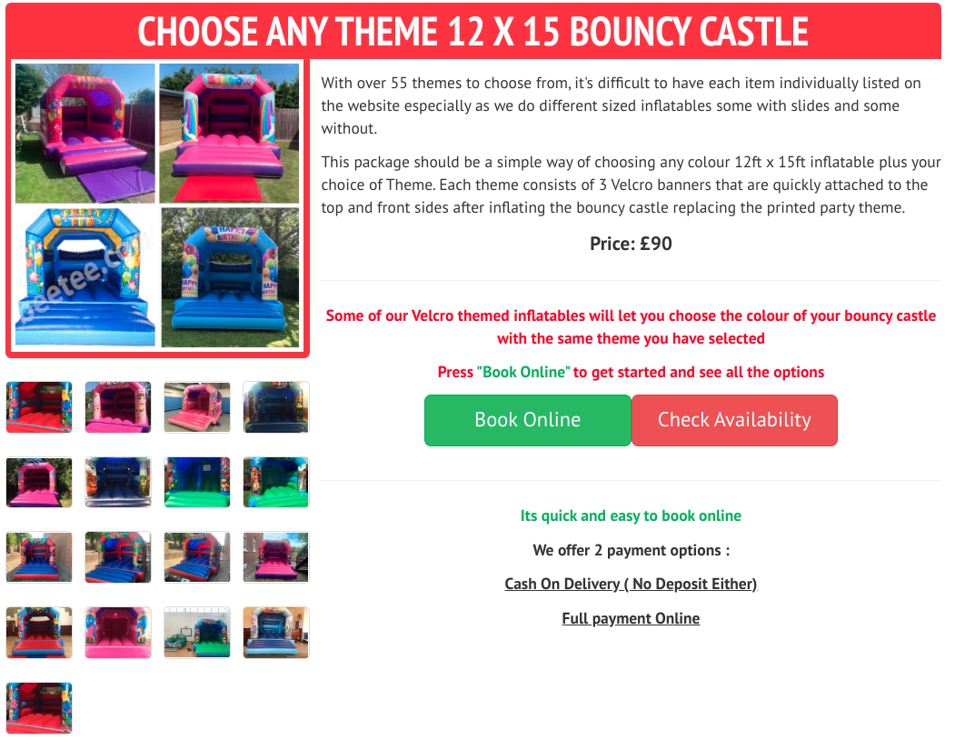 Press the green button to book your bouncy castle