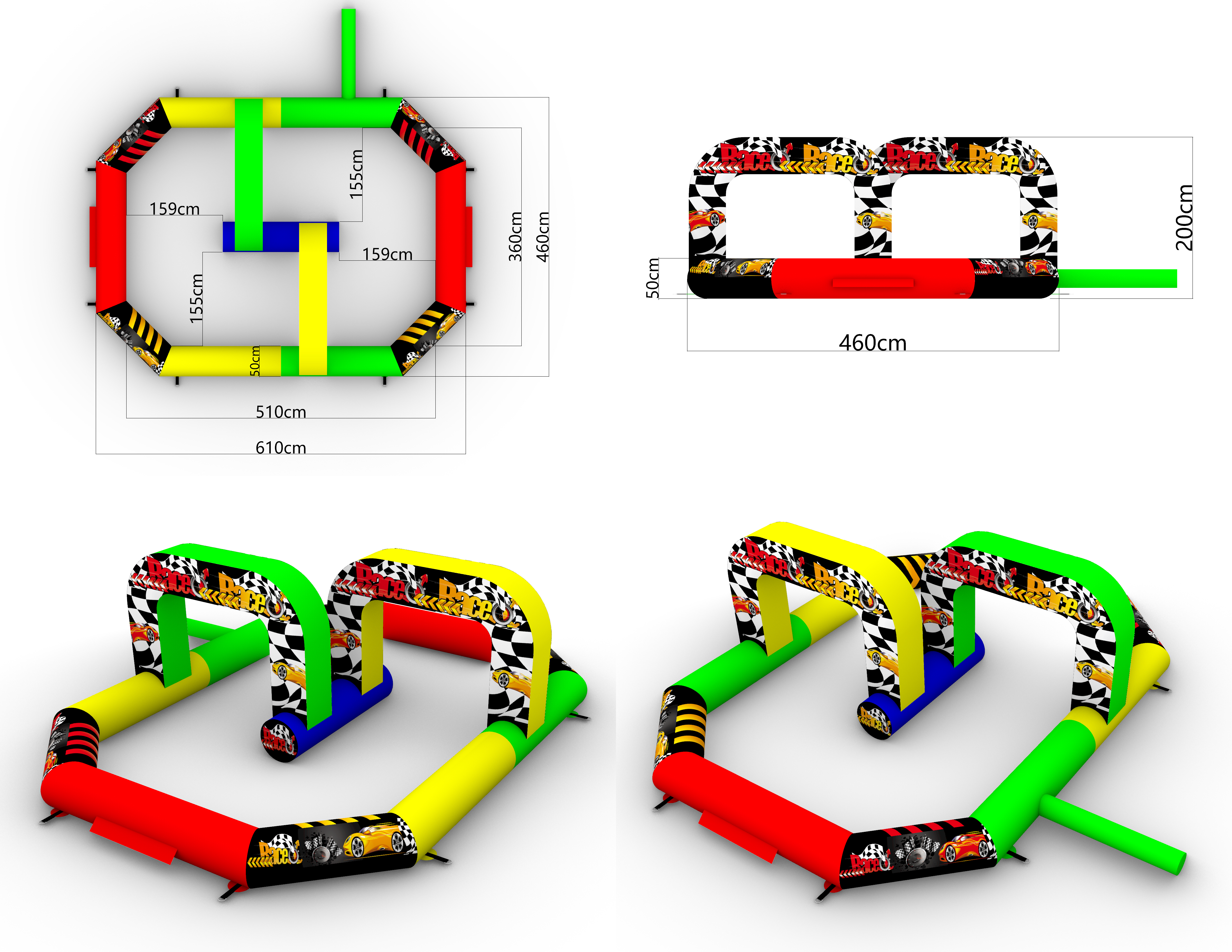 this is the dimensions for our inflatable race track
